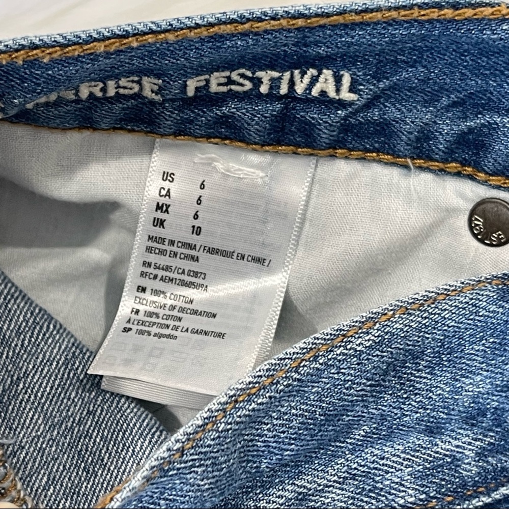 AMERICAN EAGLE OUTFITTERS FESTIVAL shorts VINTAGE HI-RISE blue denim shorts 6 - Picture 5 of 11